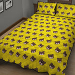 Bear Emoji Pattern Print Quilt Bed Set