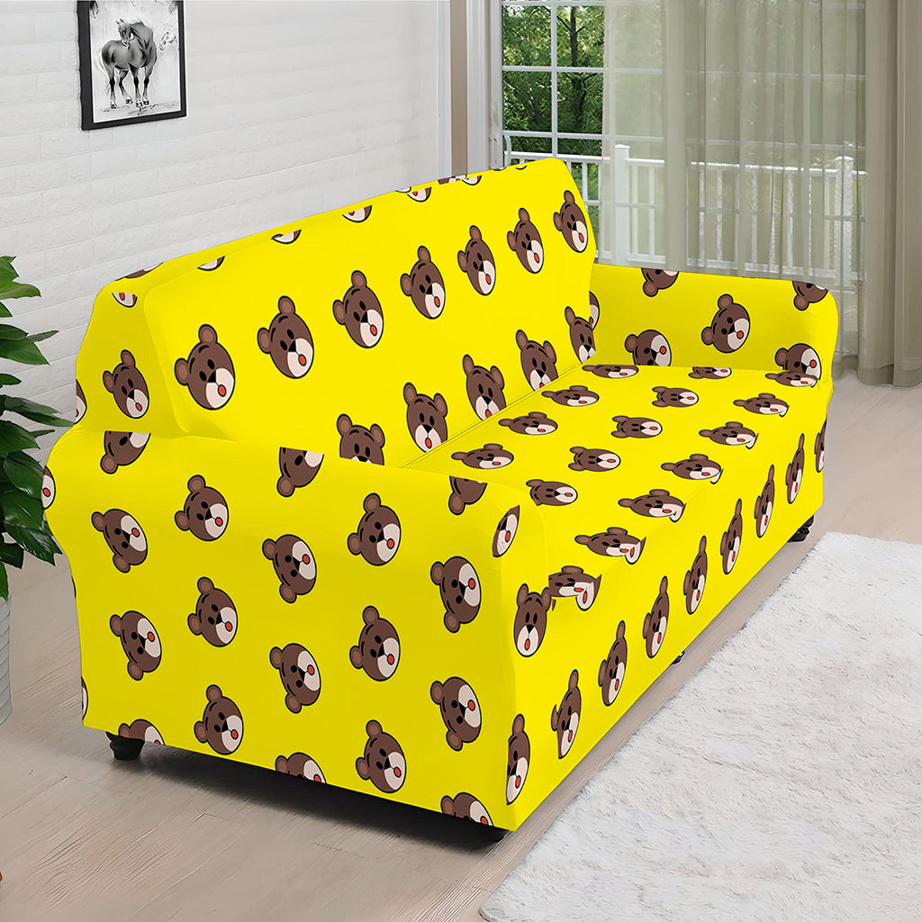 Bear Emoji Pattern Print Sofa Cover