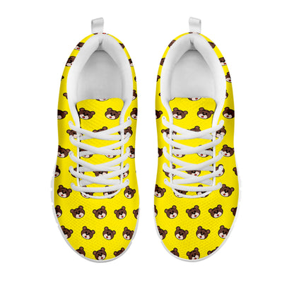 Bear Emoji Pattern Print White Sneakers