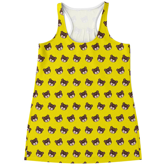 Bear Emoji Pattern Print Women's Racerback Tank Top