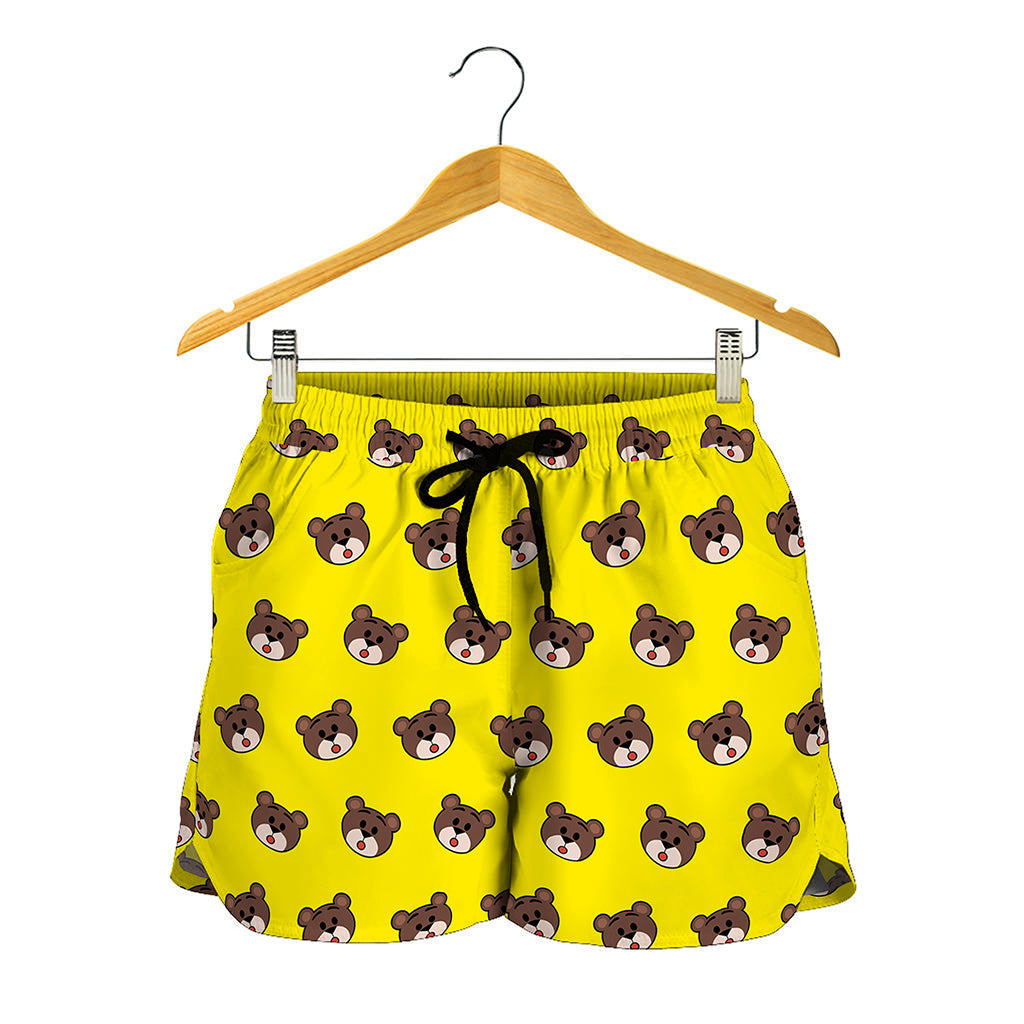 Bear Emoji Pattern Print Women's Shorts