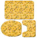 Bee Drawing Pattern Print 3 Piece Bath Mat Set