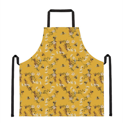 Bee Drawing Pattern Print Apron