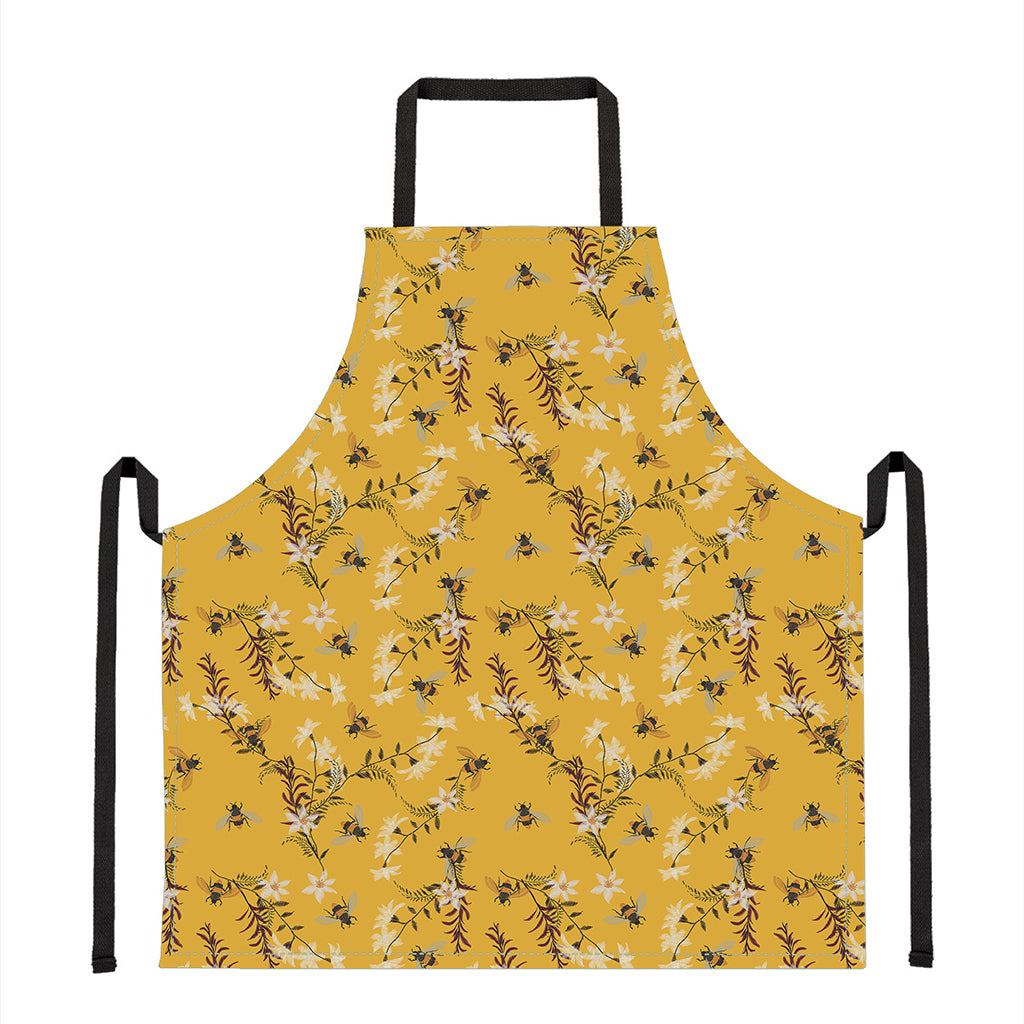 Bee Drawing Pattern Print Apron