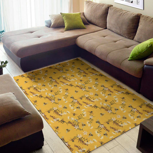 Bee Drawing Pattern Print Area Rug