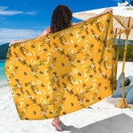 Bee Drawing Pattern Print Beach Sarong Wrap