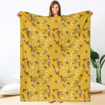 Bee Drawing Pattern Print Blanket