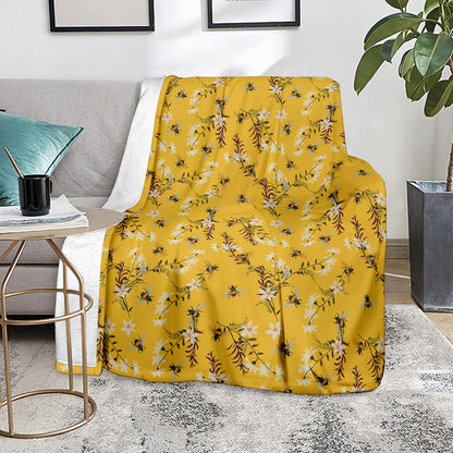 Bee Drawing Pattern Print Blanket