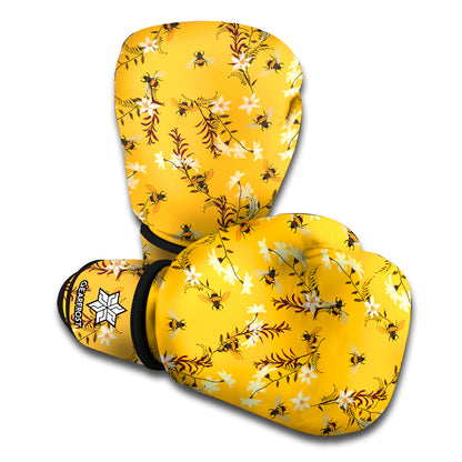 Bee Drawing Pattern Print Boxing Gloves