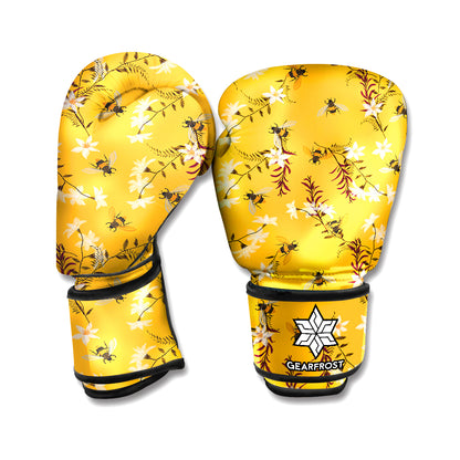 Bee Drawing Pattern Print Boxing Gloves