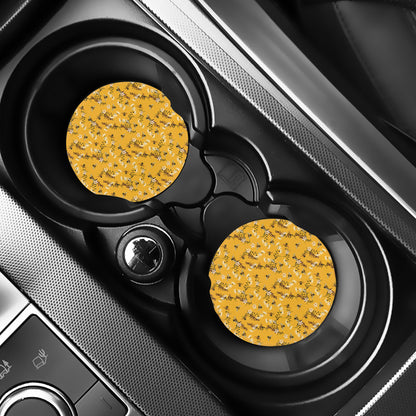 Bee Drawing Pattern Print Car Coasters