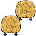Bee Drawing Pattern Print Car Headrest Covers