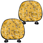 Bee Drawing Pattern Print Car Headrest Covers