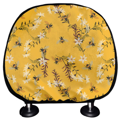 Bee Drawing Pattern Print Car Headrest Covers