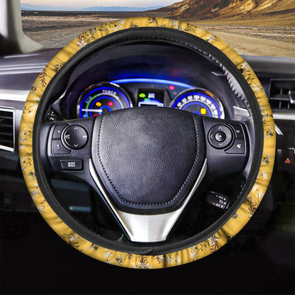 Bee Drawing Pattern Print Car Steering Wheel Cover