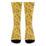 Bee Drawing Pattern Print Crew Socks