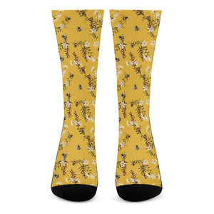 Bee Drawing Pattern Print Crew Socks