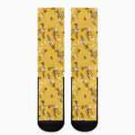 Bee Drawing Pattern Print Crew Socks