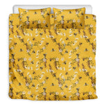 Bee Drawing Pattern Print Duvet Cover Bedding Set