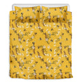 Bee Drawing Pattern Print Duvet Cover Bedding Set