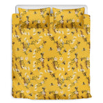 Bee Drawing Pattern Print Duvet Cover Bedding Set