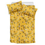 Bee Drawing Pattern Print Duvet Cover Bedding Set