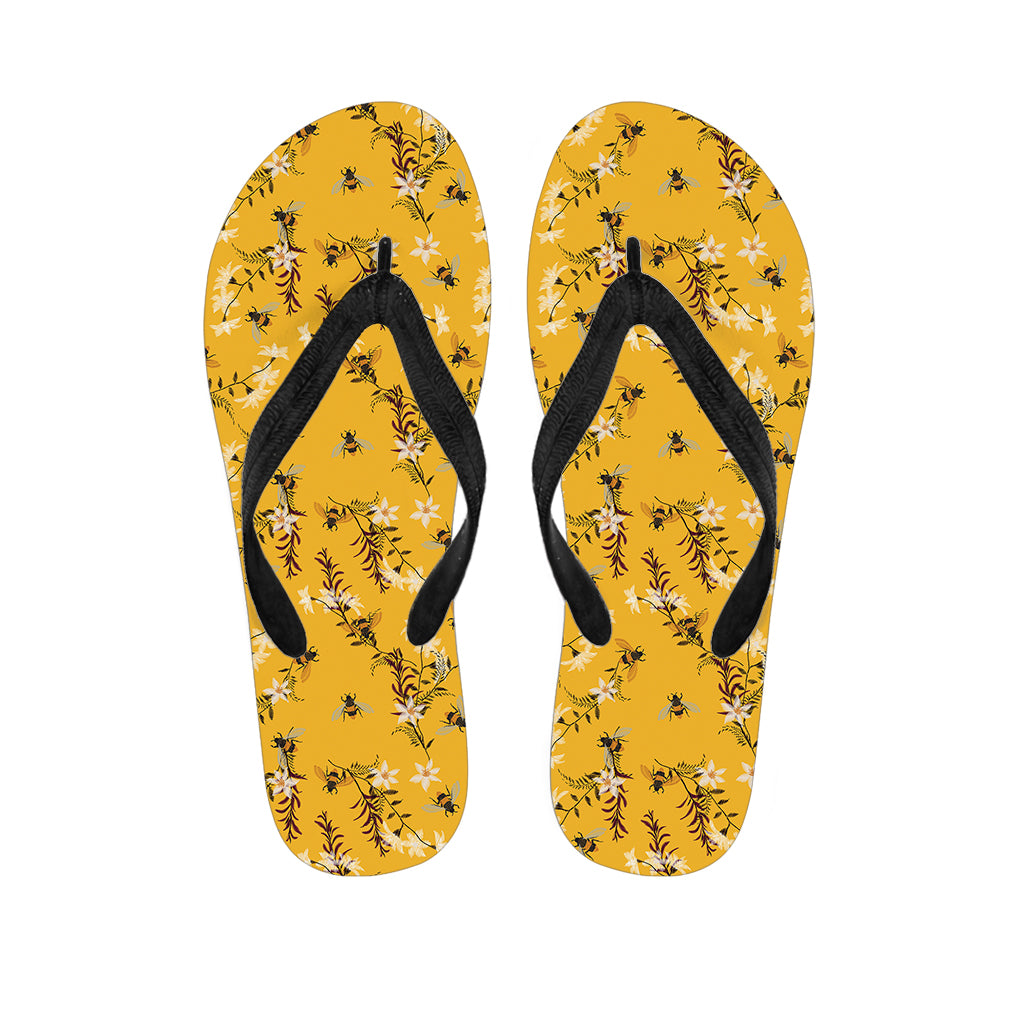 Bee Drawing Pattern Print Flip Flops