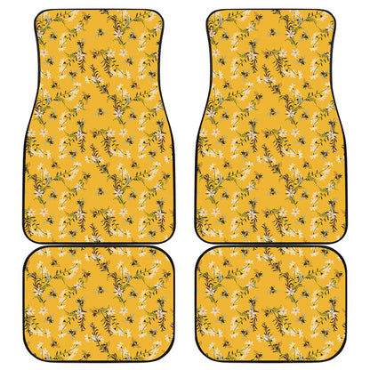 Bee Drawing Pattern Print Front and Back Car Floor Mats