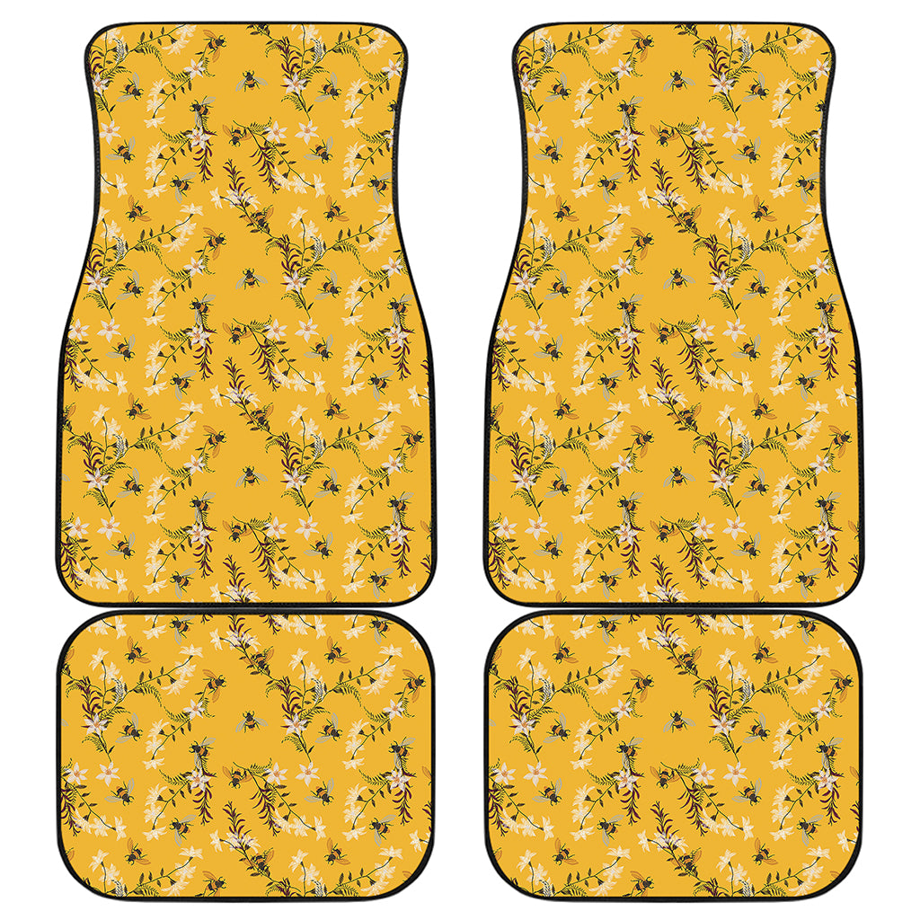 Bee Drawing Pattern Print Front and Back Car Floor Mats