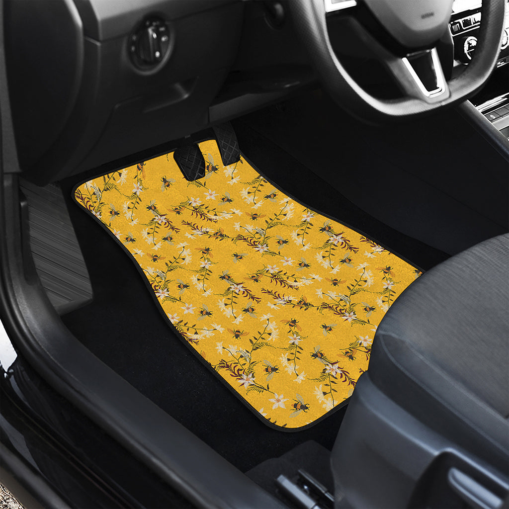 Bee Drawing Pattern Print Front and Back Car Floor Mats
