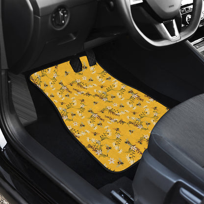 Bee Drawing Pattern Print Front and Back Car Floor Mats
