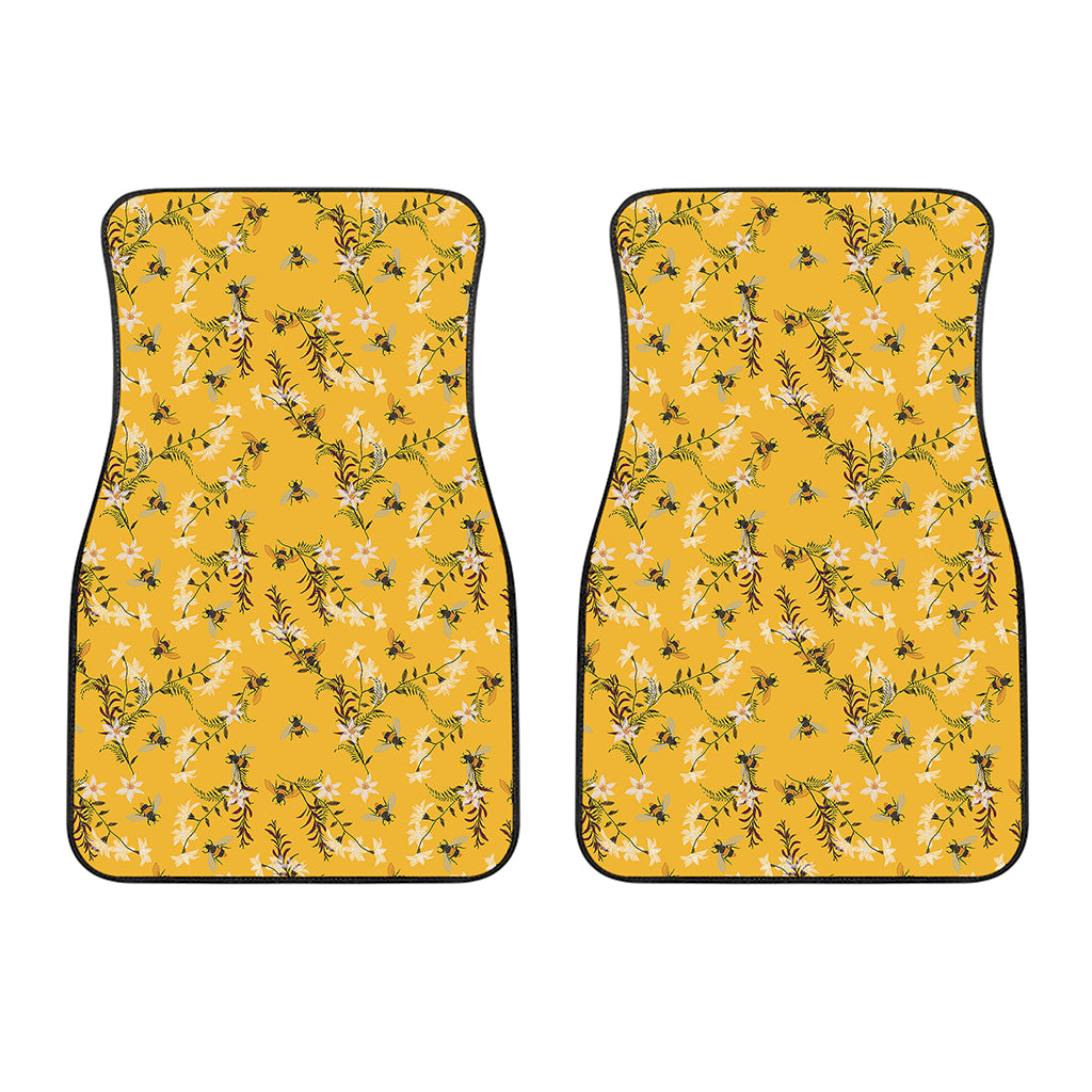 Bee Drawing Pattern Print Front Car Floor Mats