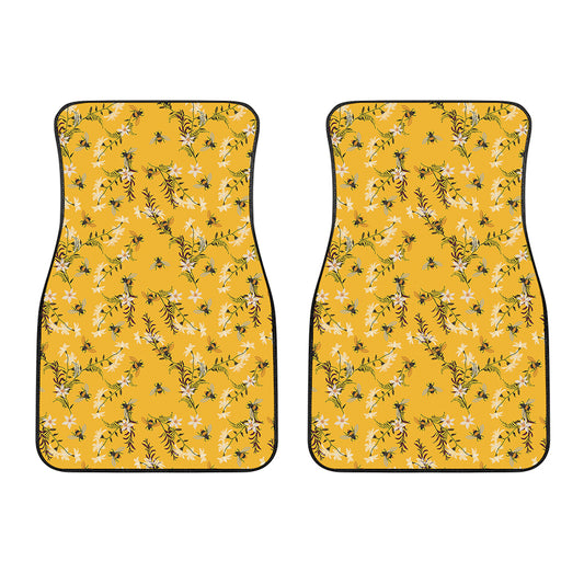 Bee Drawing Pattern Print Front Car Floor Mats