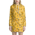 Bee Drawing Pattern Print Pullover Hoodie Dress