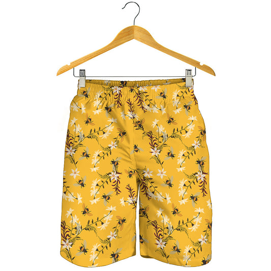 Bee Drawing Pattern Print Men's Shorts