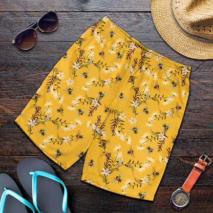Bee Drawing Pattern Print Men's Shorts