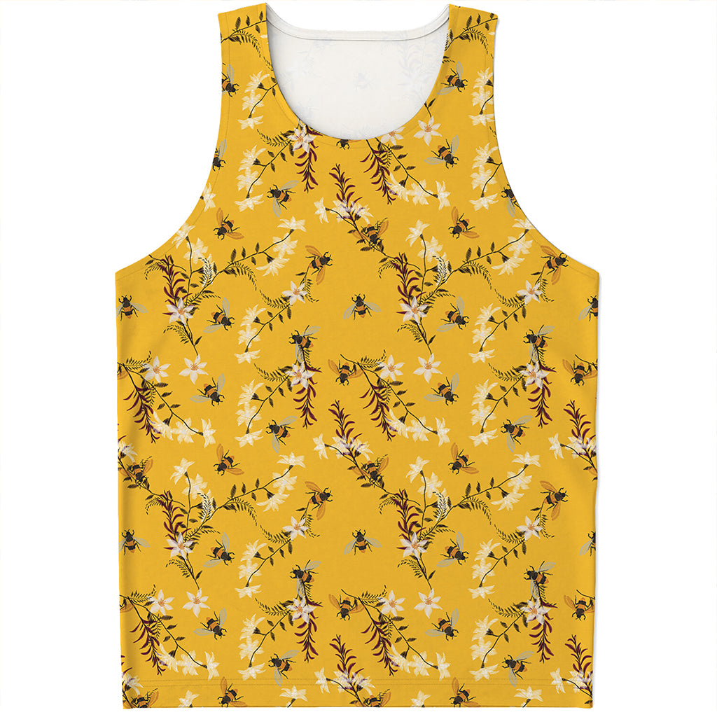 Bee Drawing Pattern Print Men's Tank Top