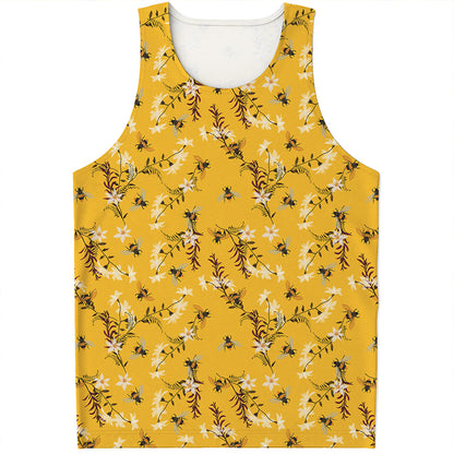 Bee Drawing Pattern Print Men's Tank Top