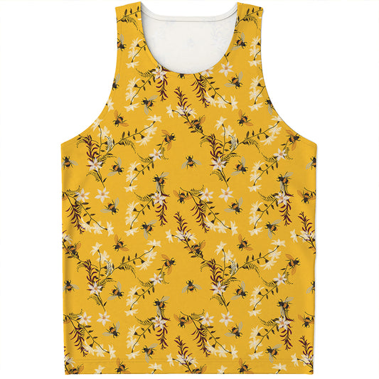 Bee Drawing Pattern Print Men's Tank Top