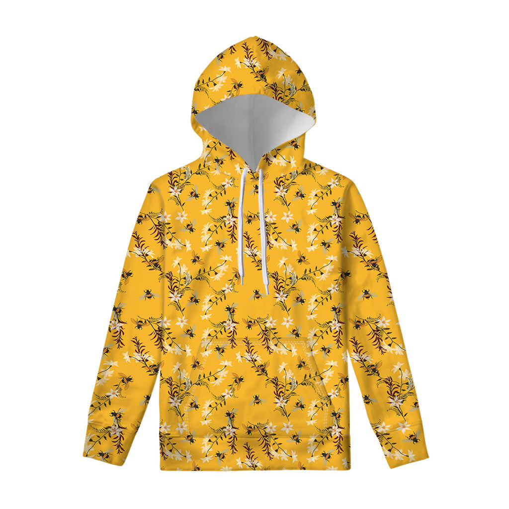 Bee Drawing Pattern Print Pullover Hoodie