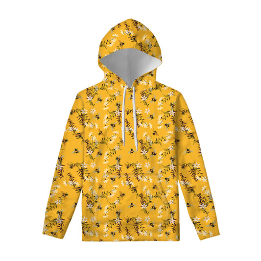Bee Drawing Pattern Print Pullover Hoodie