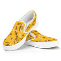 Bee Drawing Pattern Print White Slip On Sneakers