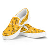 Bee Drawing Pattern Print White Slip On Shoes