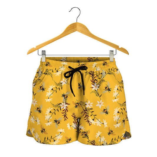 Bee Drawing Pattern Print Women's Shorts