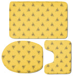 Bee Honeycomb Pattern Print 3 Piece Bath Mat Set