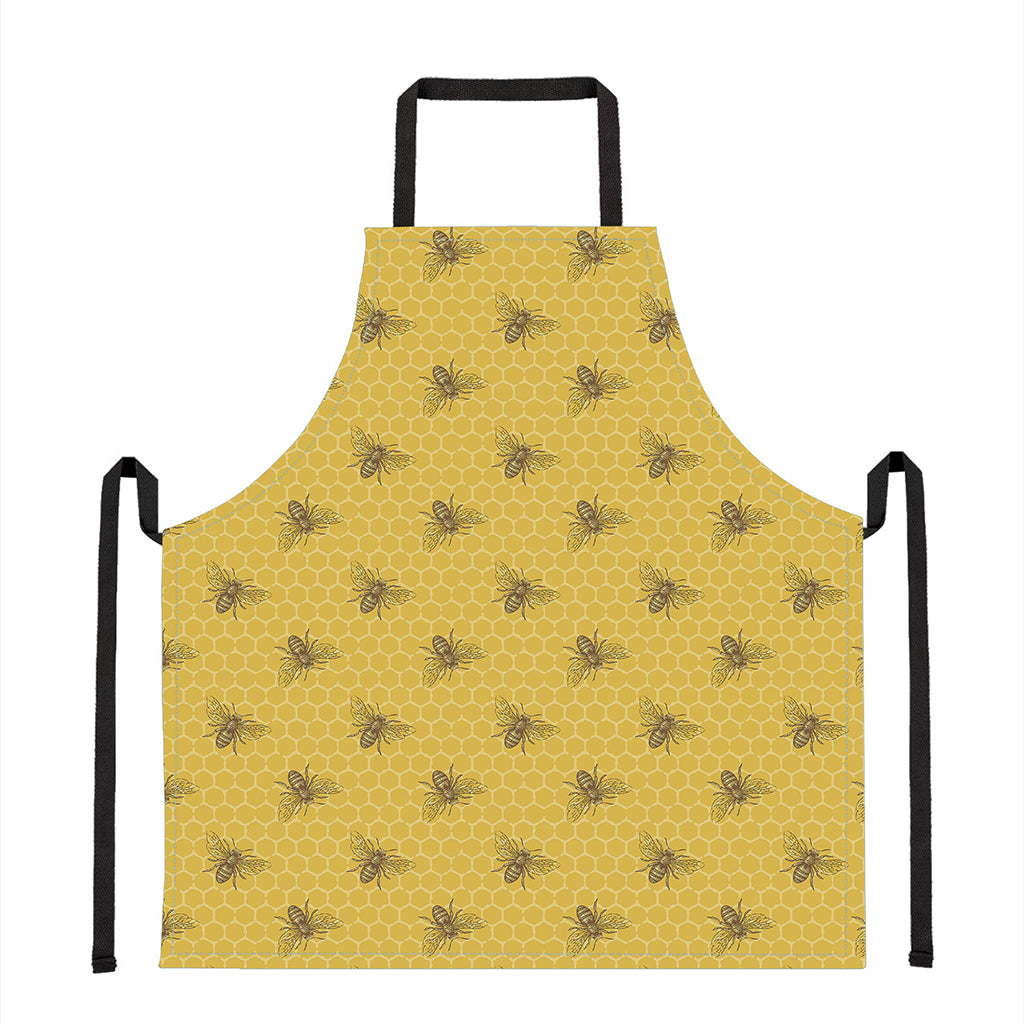 Bee Honeycomb Pattern Print Apron