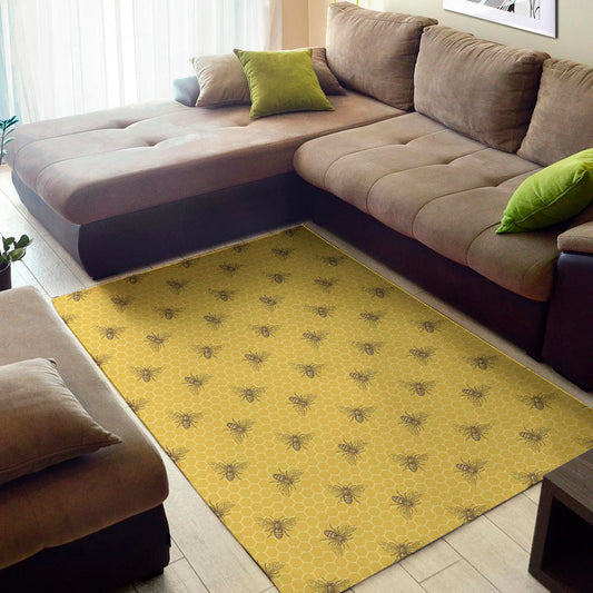 Bee Honeycomb Pattern Print Area Rug