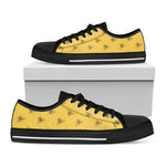 Bee Honeycomb Pattern Print Black Low Top Shoes