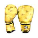 Bee Honeycomb Pattern Print Boxing Gloves