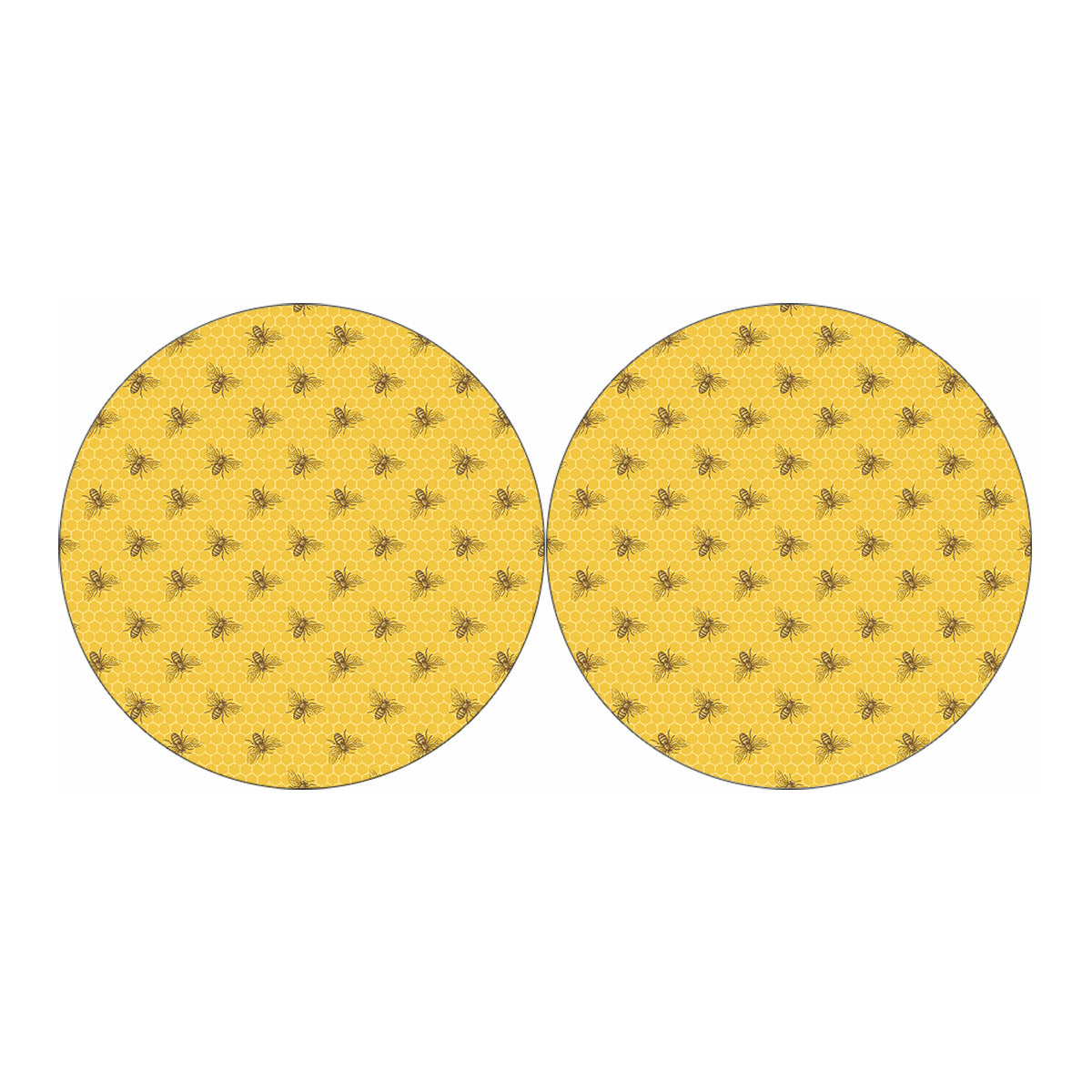 Bee Honeycomb Pattern Print Car Coasters